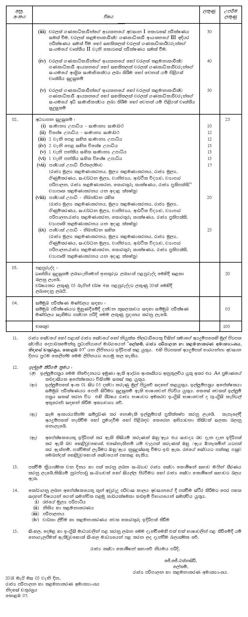 Direct Recruitment to the Grade III of Sri Lanka Accountantâ€™s Service On Merit as Per Professional Qualification - 2016